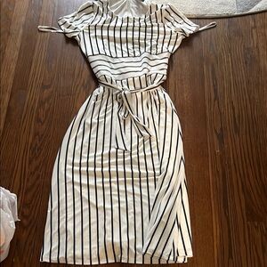 Ralph Lauren Black and White Striped Midi Dress 10